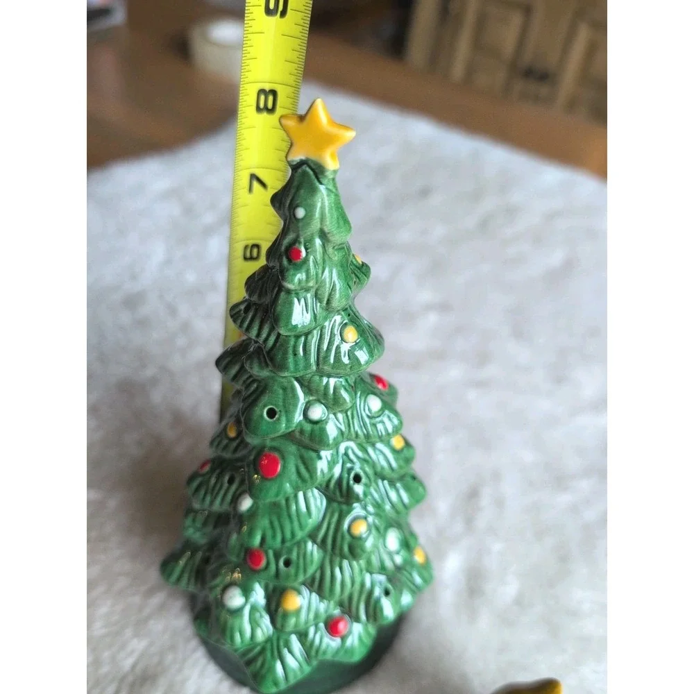 1970's Avon Merry Christmas Tree Hostess Set Ceramic Tree w Salt Pepper  Shakers